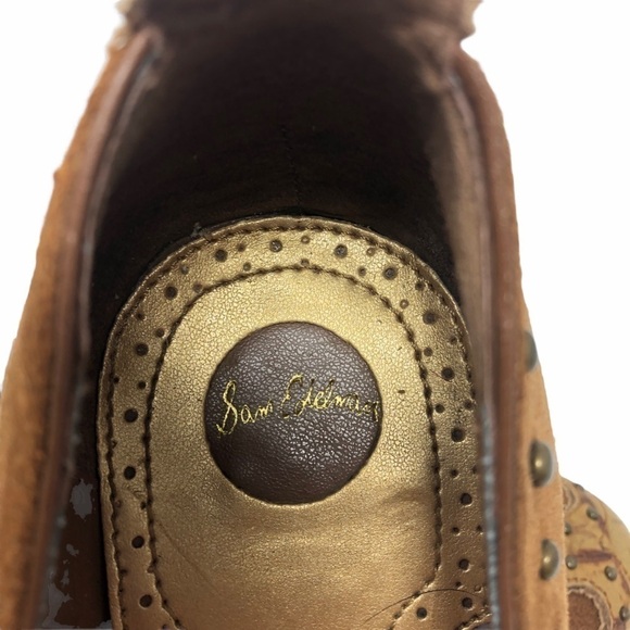 Sam Edelman Studded Snake Print Pinup Brown Suede Heels 60’s Vibe Women’s 8.5 - Picture 7 of 8